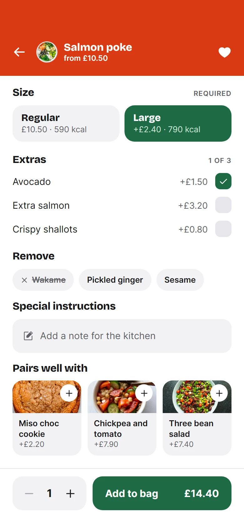 Pratinjau Tiffin Menu Item Customised