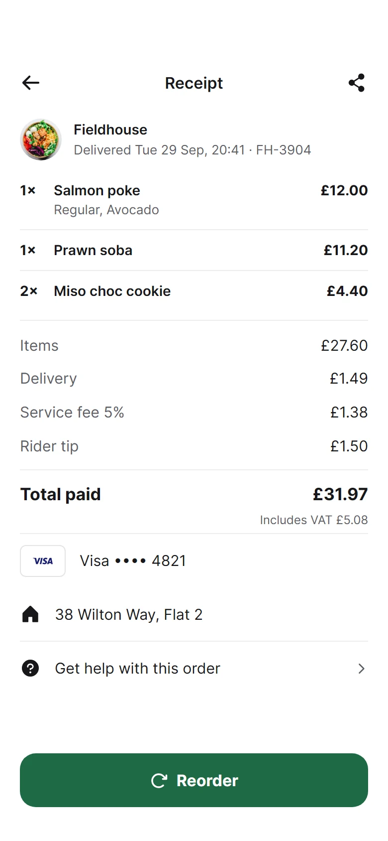 Pratinjau Tiffin Receipt