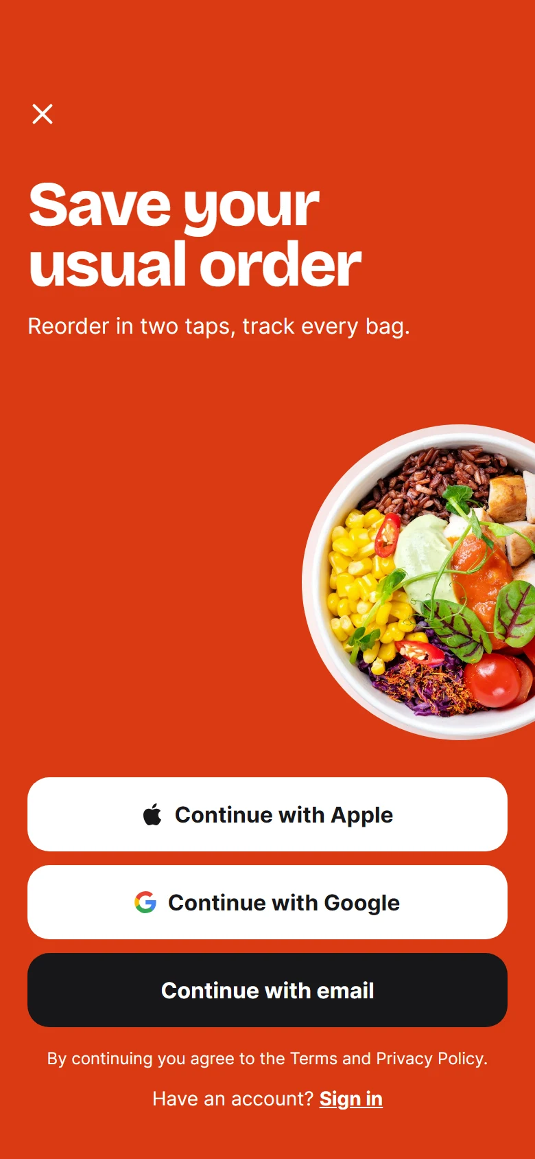 Pratinjau Tiffin Sign Up