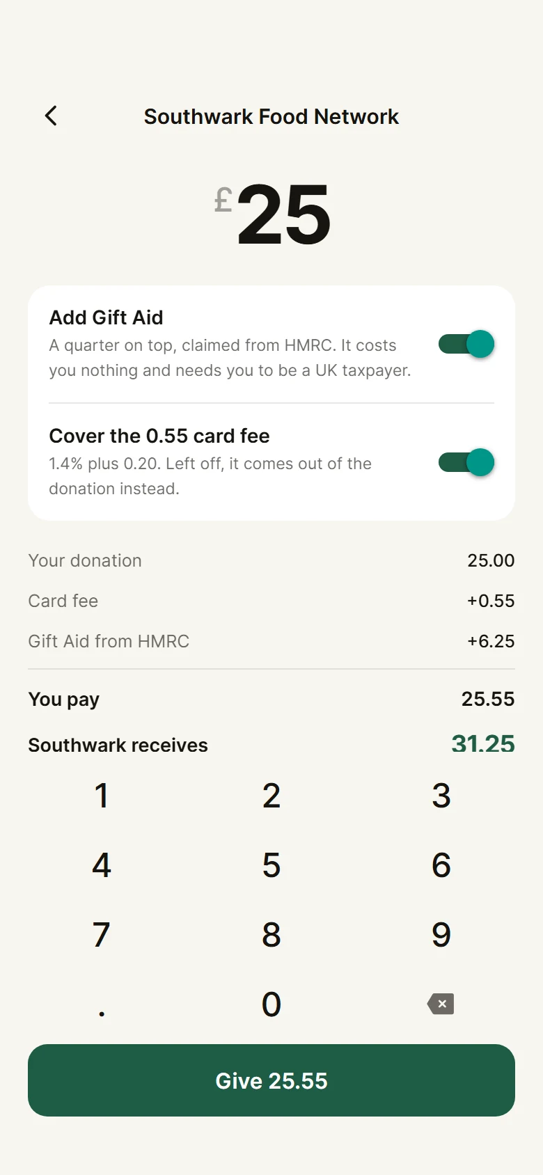 Tithe Donation Amount preview