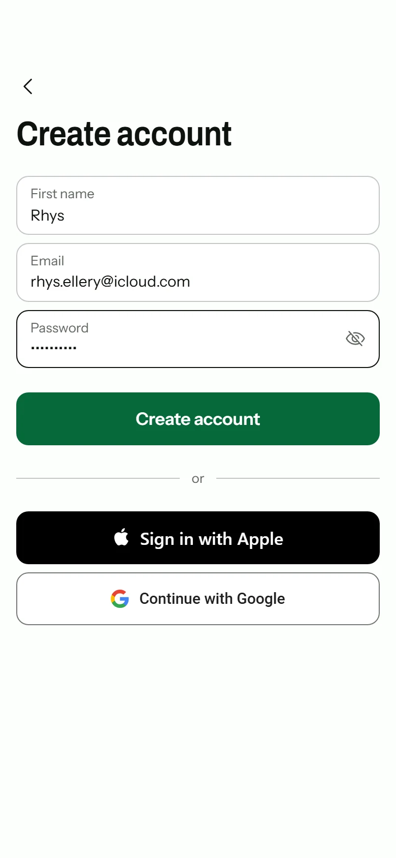 Trail Store Create Account preview