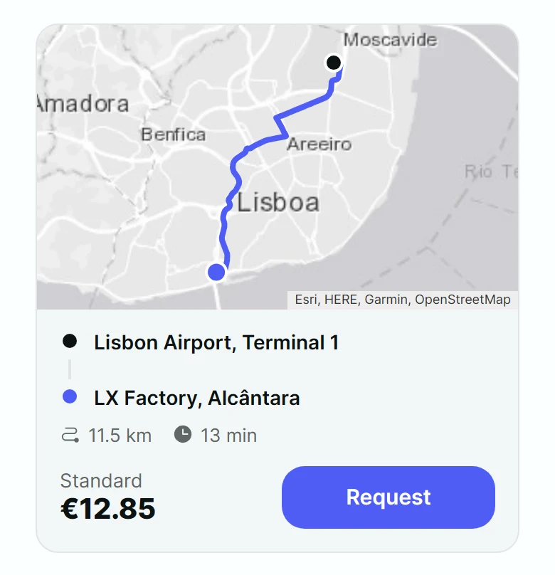 Transit Ride Request Card preview
