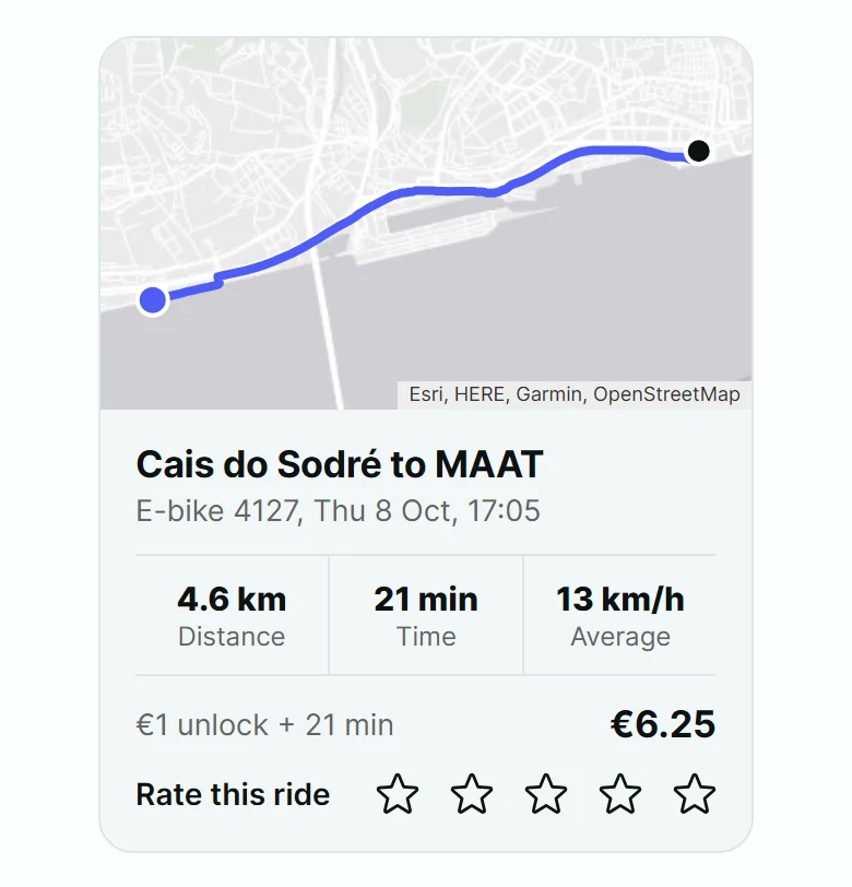 Transit Ride Summary Card preview