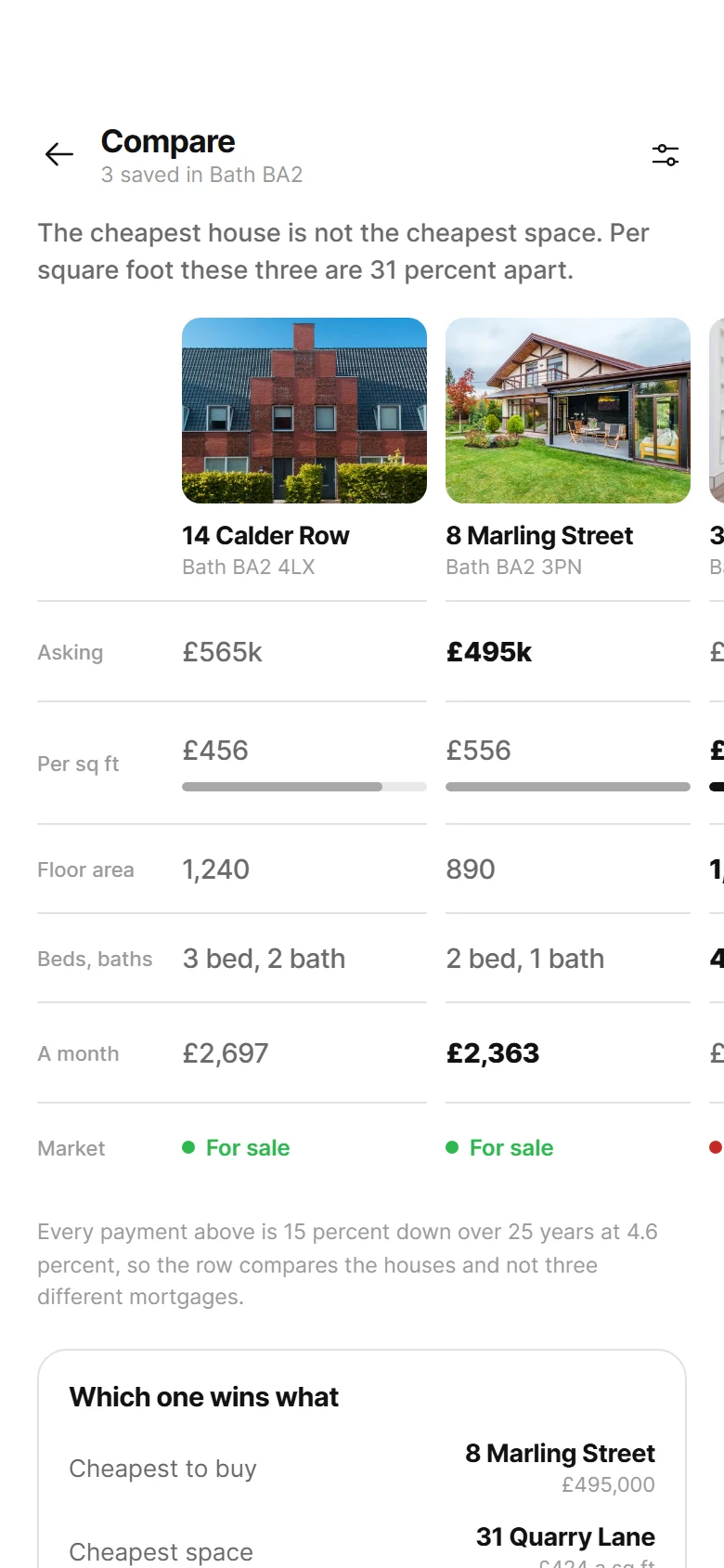 Transom Compare Properties preview