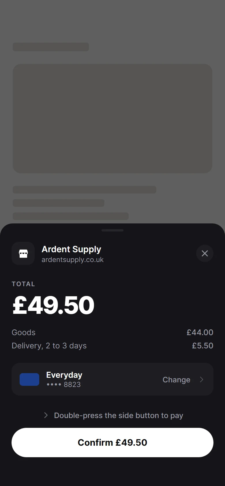 Aperçu de Vault Pay Sheet