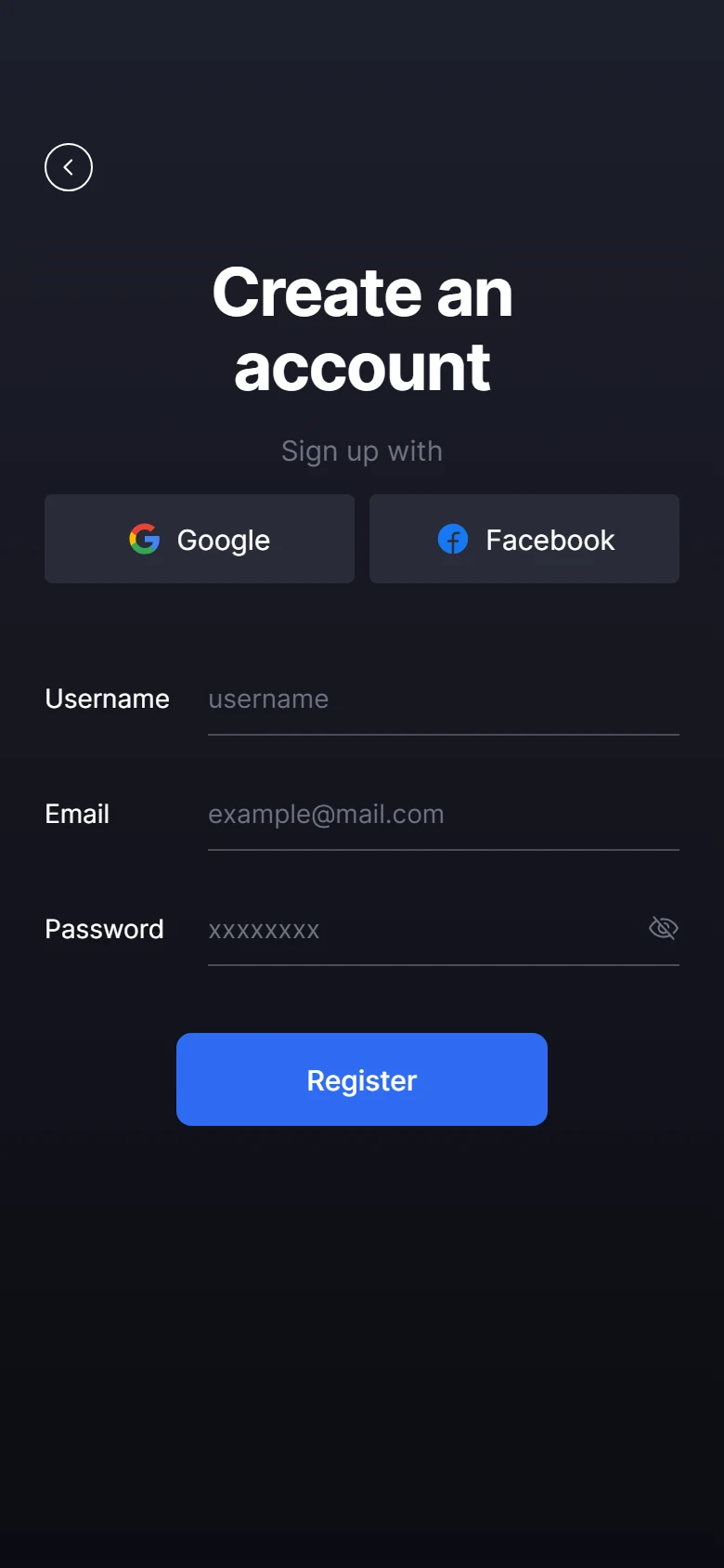 Vaultline Create Account preview