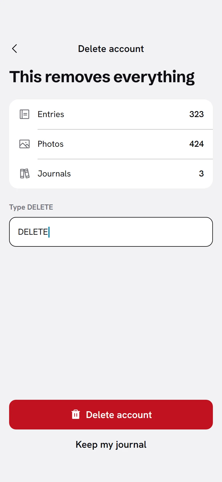 Vellum Delete Account preview