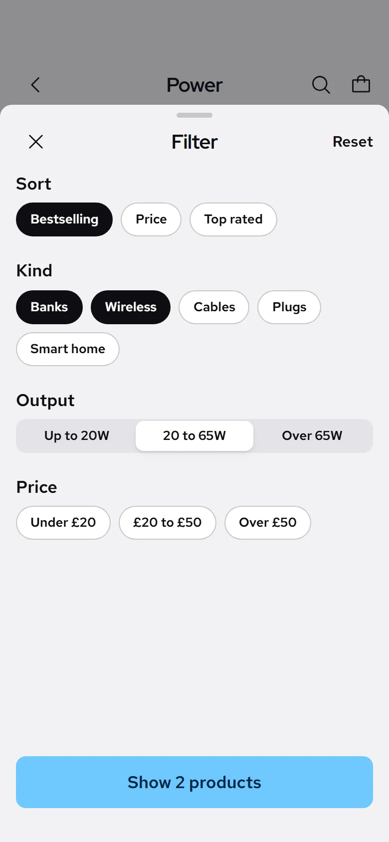 Volt Store Filters preview