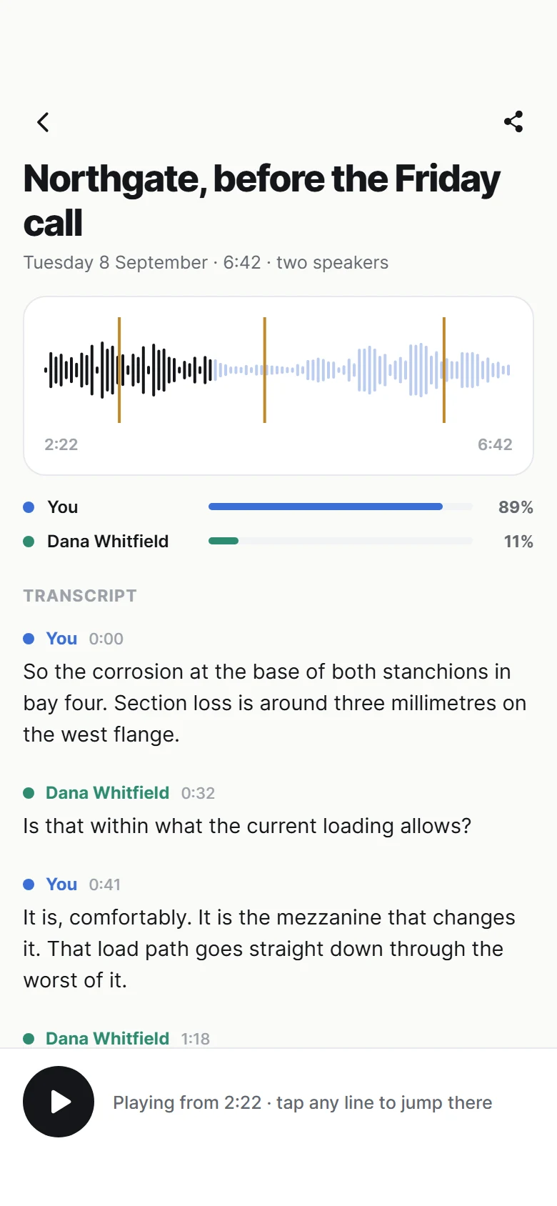 Waveform Voice Note preview