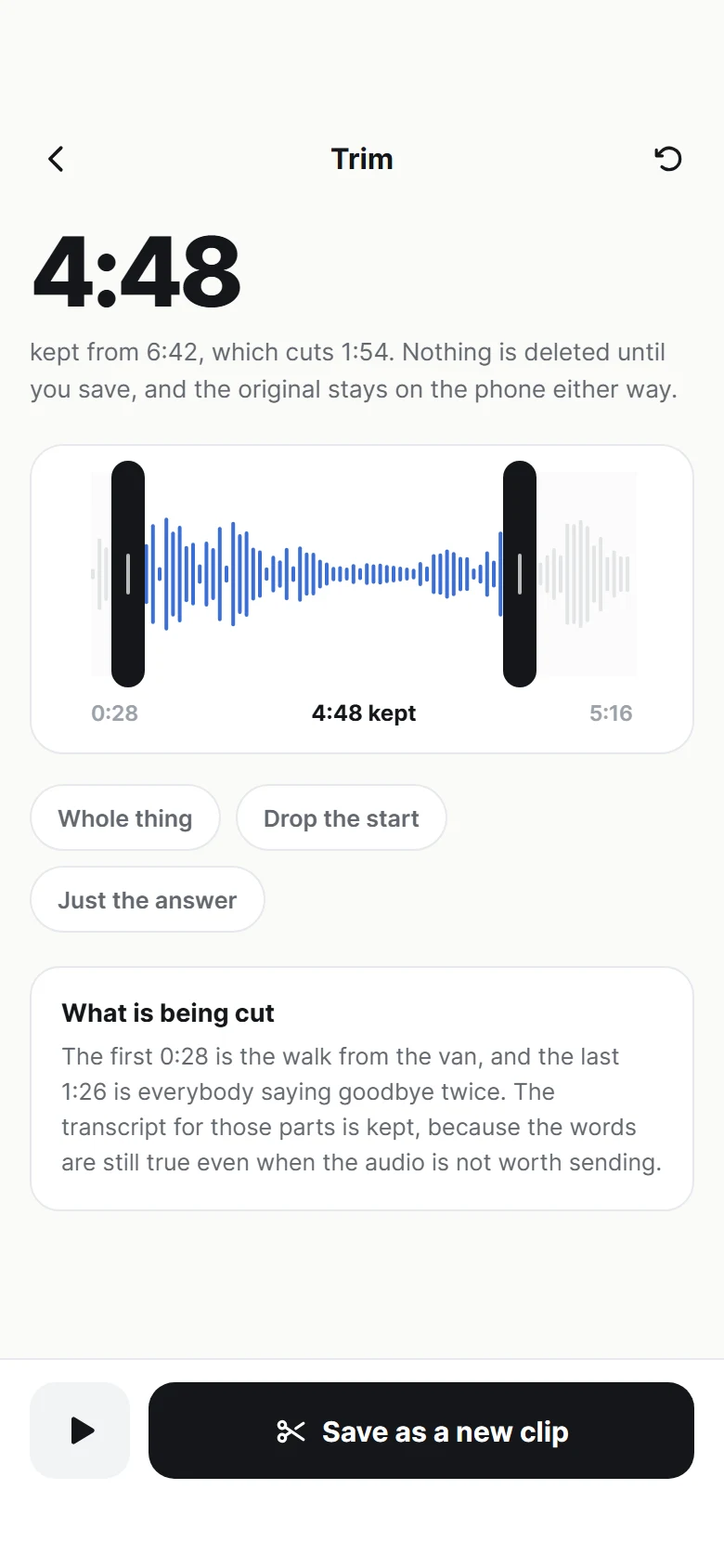 Prévia de Waveform Trim